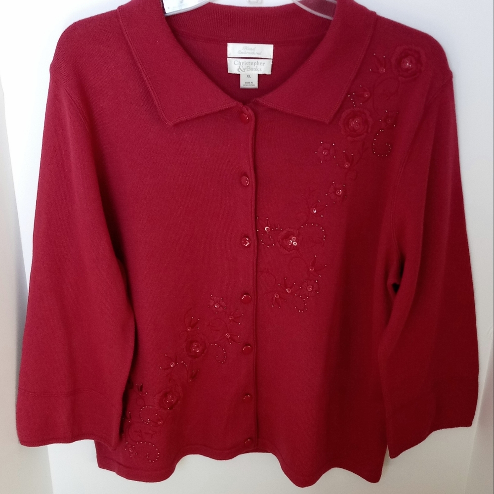 Christopher & Banks Embroidered Cardigan size XL
